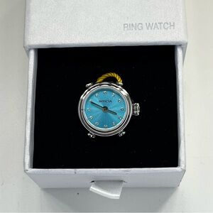 INVICTA Mini Angel Quartz Crystal Blue Dial Ladies Men’s Silver Ring Watch NWB